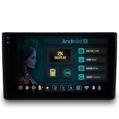 Navigatie 2K HUB64 Audi A4(B6/B7) / Seat Exeo, 4GB RAM, Android, Octacore, Slot Sim 4G, DSP, GPS, Wi-FI, Carplay, Android Auto, USB, Bluetooth, Waze, Touchscreen, 9.5 Inch