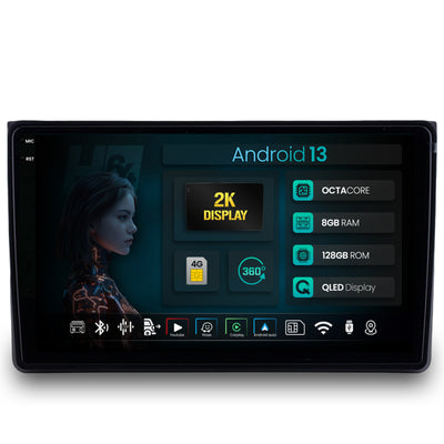 Navigatie 2K HUB64 Audi A4(B6/B7) / SEAT EXEO, 8GB RAM, Android, Octacore, Slot Sim 4G, DSP, GPS, Wi-FI, Carplay, Android Auto, USB, Bluetooth, Waze, Touchscreen, 9.5 Inch