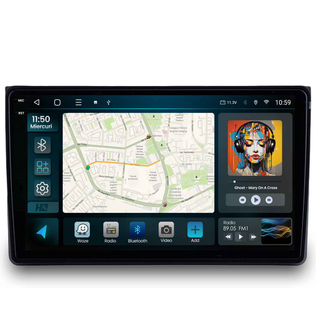 Navigatie 2K HUB64 Audi A4(B6/B7) / SEAT EXEO, 8GB RAM, Android, Octacore, Slot Sim 4G, DSP, GPS, Wi-FI, Carplay, Android Auto, USB, Bluetooth, Waze, Touchscreen, 9.5 Inch