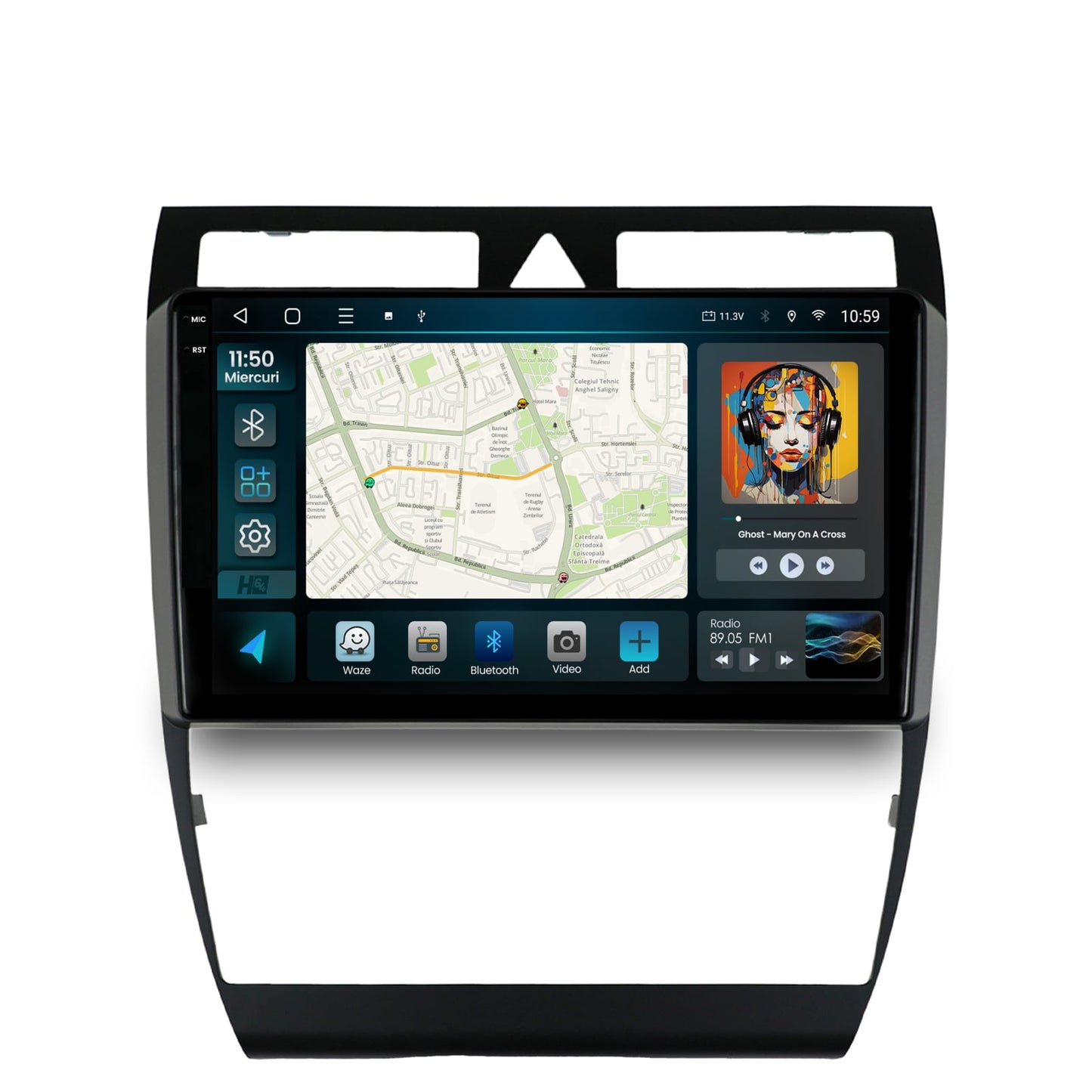 Navigatie 2K HUB64 Audi A6 (1999-2004), 4GB RAM, Android, Octacore, Slot Sim 4G, DSP, GPS, Wi-FI, Carplay, Android Auto, USB, Bluetooth, Waze, Touchscreen, 9.5 Inch
