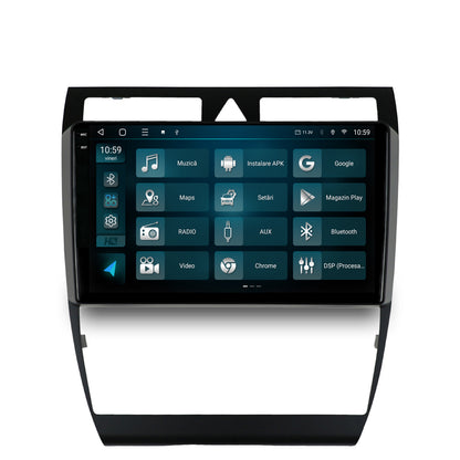 Navigatie 2K HUB64 Audi A6 (1999-2004), 8GB RAM, Android, Octacore, Slot Sim 4G, DSP, GPS, Wi-FI, Carplay, Android Auto, USB, Bluetooth, Waze, Touchscreen, 9.5 Inch