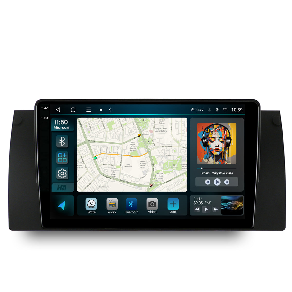 Navigatie 2K HUB64 BMW E39/E53/E38, 4GB RAM, Android, Octacore, Slot Sim 4G, DSP, GPS, Wi-FI, Carplay, Android Auto, USB, Bluetooth, Waze, Touchscreen, 9.5 Inch