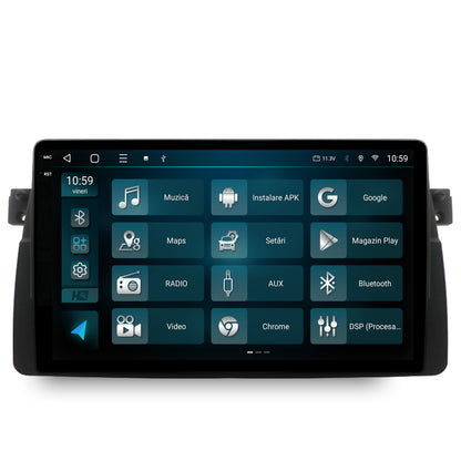Navigatie 2K HUB64 BMW E46, 8GB RAM, Android, Octacore, Slot Sim 4G, DSP, GPS, Wi-FI, Carplay, Android Auto, USB, Bluetooth, Waze, Touchscreen, 9.5 Inch