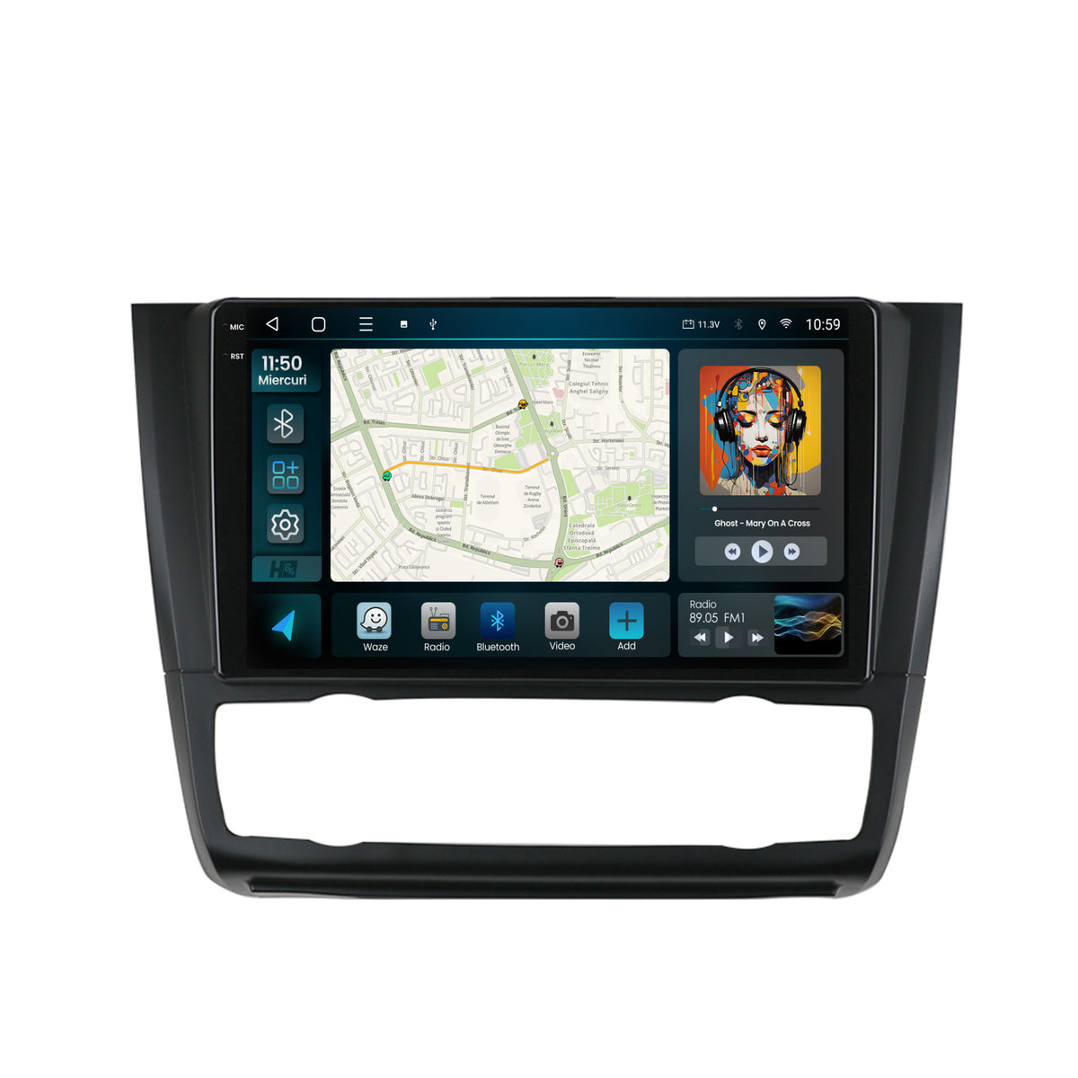 Navigatie 2K HUB64 BMW Seria 1 E87 (2007-2011), Clima Automata, 4GB RAM, Android, Octacore, Slot Sim 4G, DSP, GPS, Wi-FI, Carplay, Android Auto, USB, Bluetooth, Waze, Touchscreen, 9.5 Inch