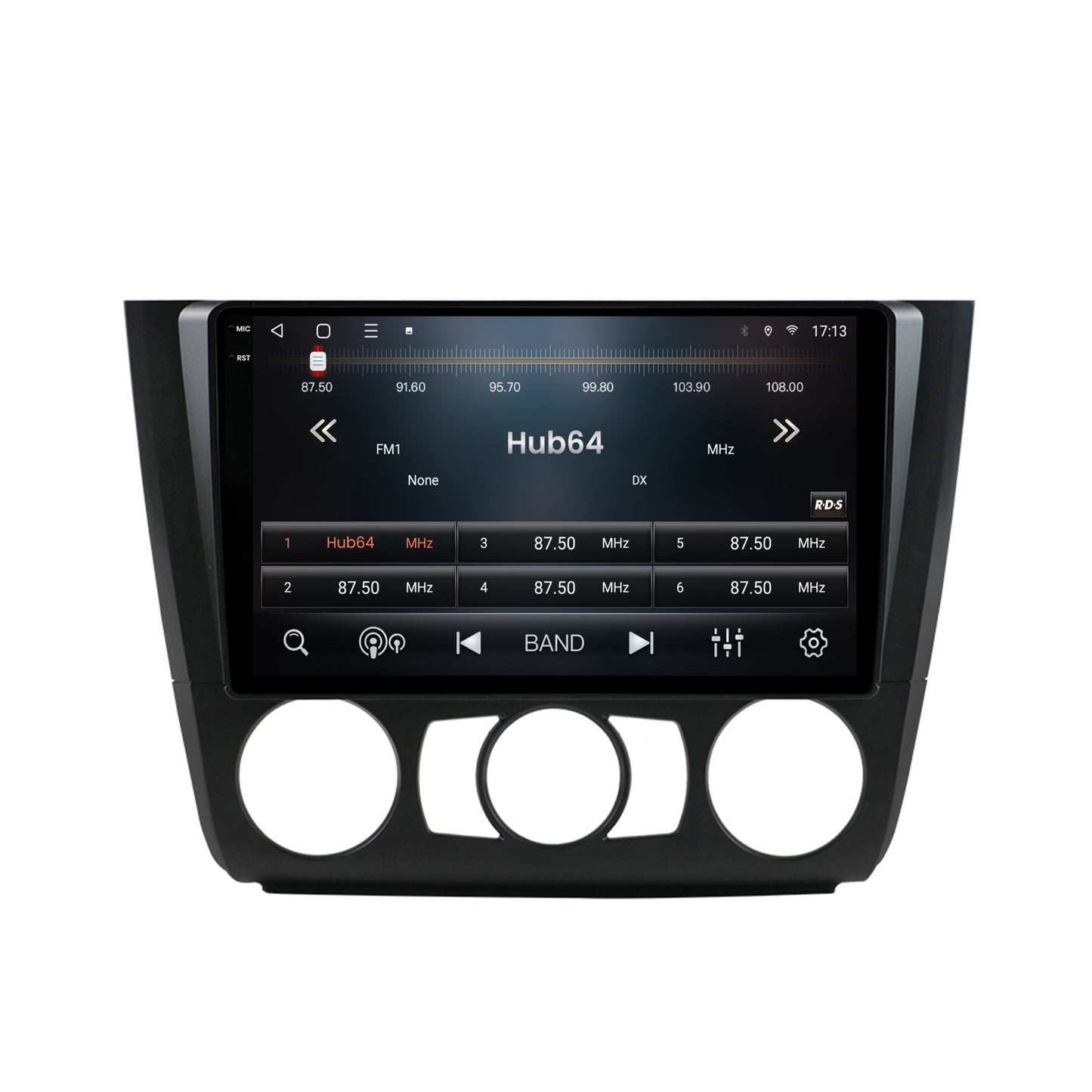 Navigatie 2K HUB64 BMW Seria 1 E87 (2007-2011), Clima Manuala, 4GB RAM, Android, Octacore, Slot Sim 4G, DSP, GPS, Wi-FI, Carplay, Android Auto, USB, Bluetooth, Waze, Touchscreen, 9.5 Inch
