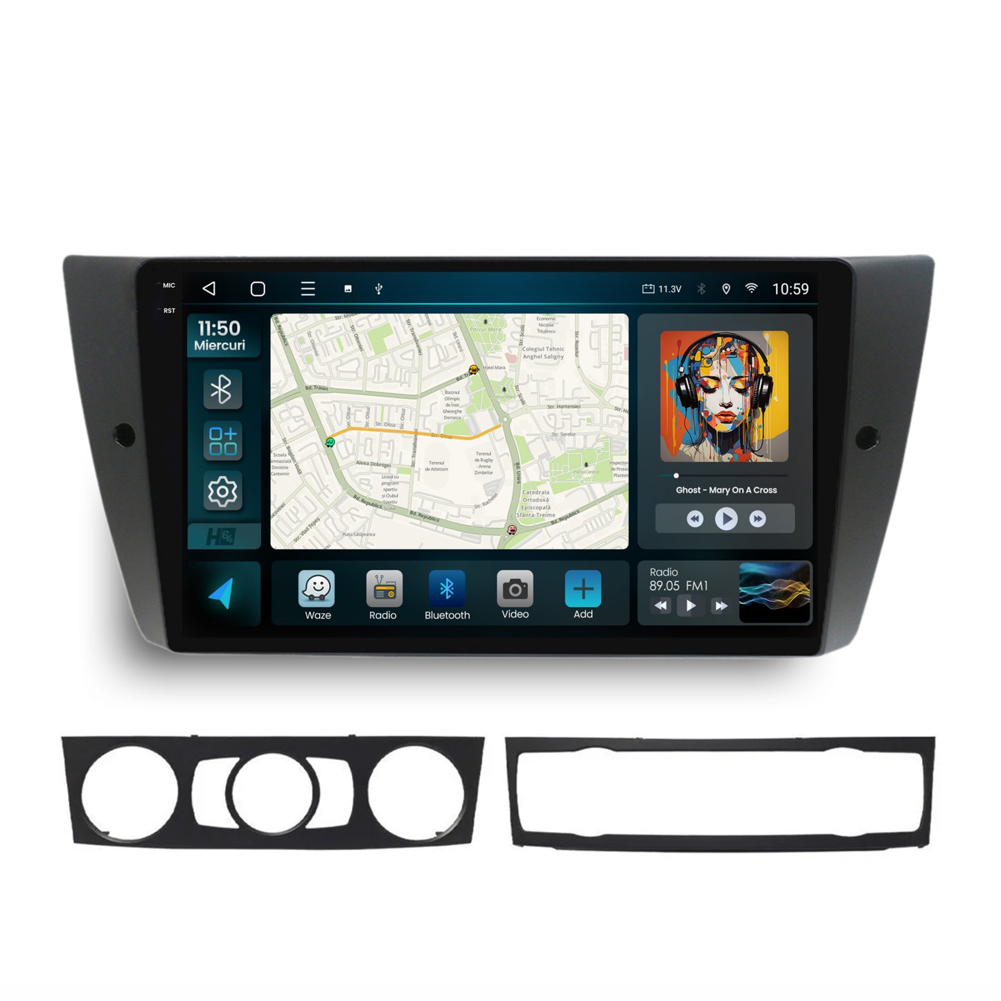 Navigatie 2K HUB64 BMW Seria 3 E90, E91, E92, 4GB RAM, Android, Octacore, Slot Sim 4G, DSP, GPS, Wi-FI, Carplay, Android Auto, USB, Bluetooth, Waze, Touchscreen, 9.5 Inch