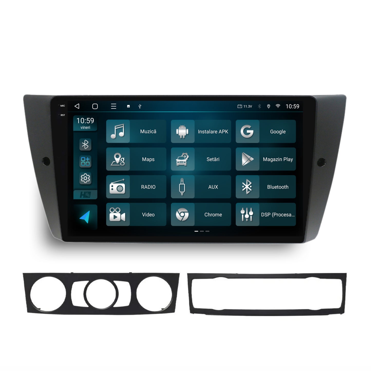 Navigatie 2K HUB64 BMW Seria 3 E90, E91, E92, 8GB RAM, Android, Octacore, Slot Sim 4G, DSP, GPS, Wi-FI, Carplay, Android Auto, USB, Bluetooth, Waze, Touchscreen, 9.5 Inch