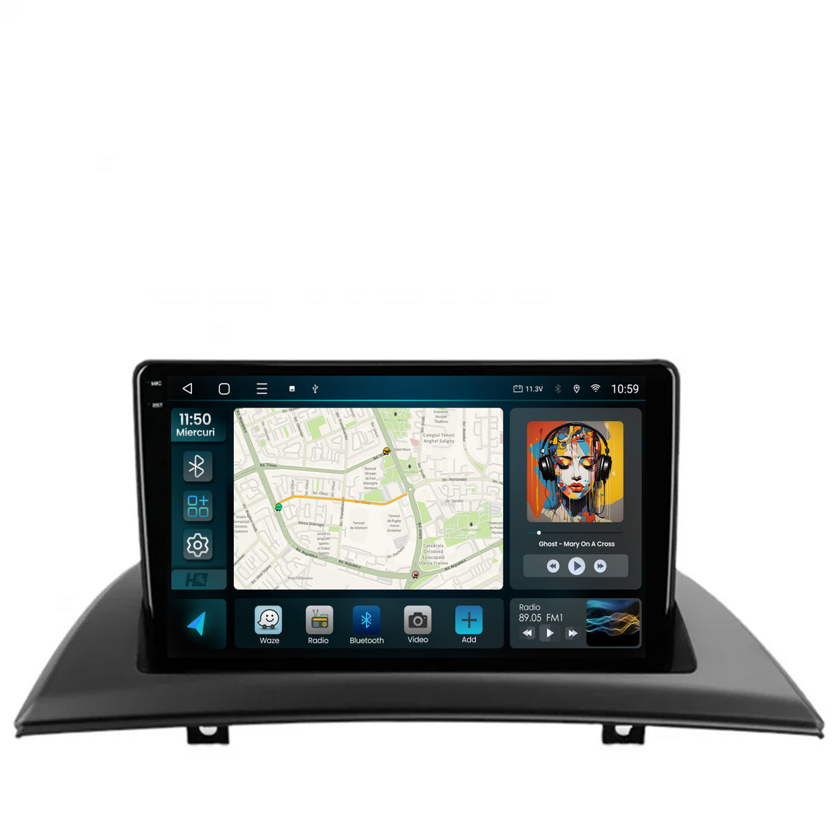 Navigatie 2K HUB64 BMW X3 E83 (2003-2012), 8GB RAM, Android, Octacore, Slot Sim 4G, DSP, GPS, Wi-FI, Carplay, Android Auto, USB, Bluetooth, Waze, Touchscreen, 9.5 Inch