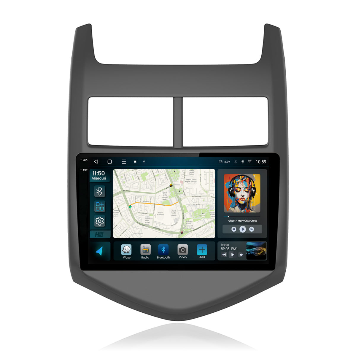 Navigatie 2K HUB64 Chevrolet Aveo 2 (2010-2015), 4GB RAM, Android, Octacore, Slot Sim 4G, DSP, GPS, Wi-FI, Carplay, Android Auto, USB, Bluetooth, Waze, Touchscreen, 9.5 Inch