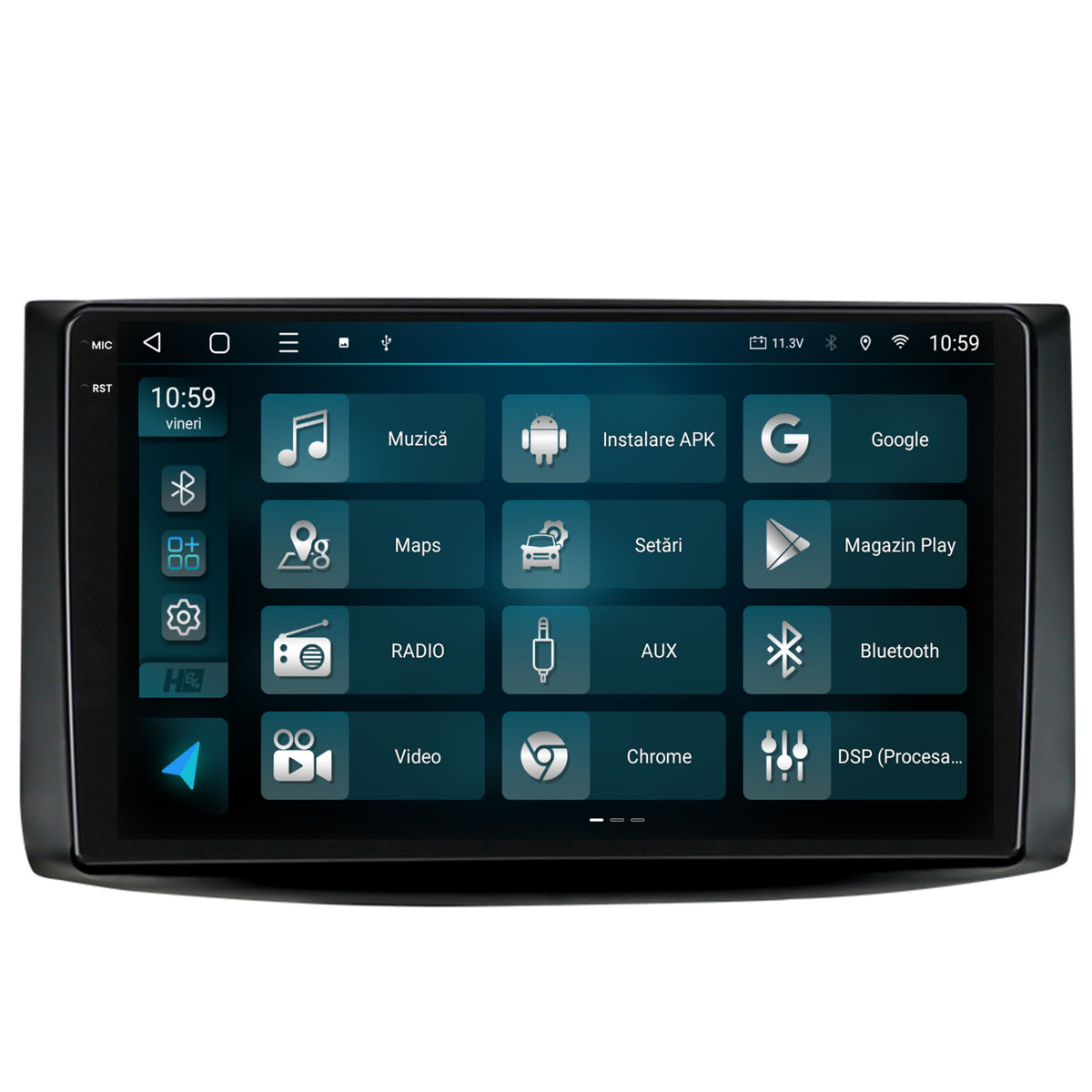 Navigatie 2K HUB64 Chevrolet Aveo (2006-2012), 8GB RAM, Android, Octacore, Slot Sim 4G, DSP, GPS, Wi-FI, Carplay, Android Auto, USB, Bluetooth, Waze, Touchscreen, 9.5 Inch