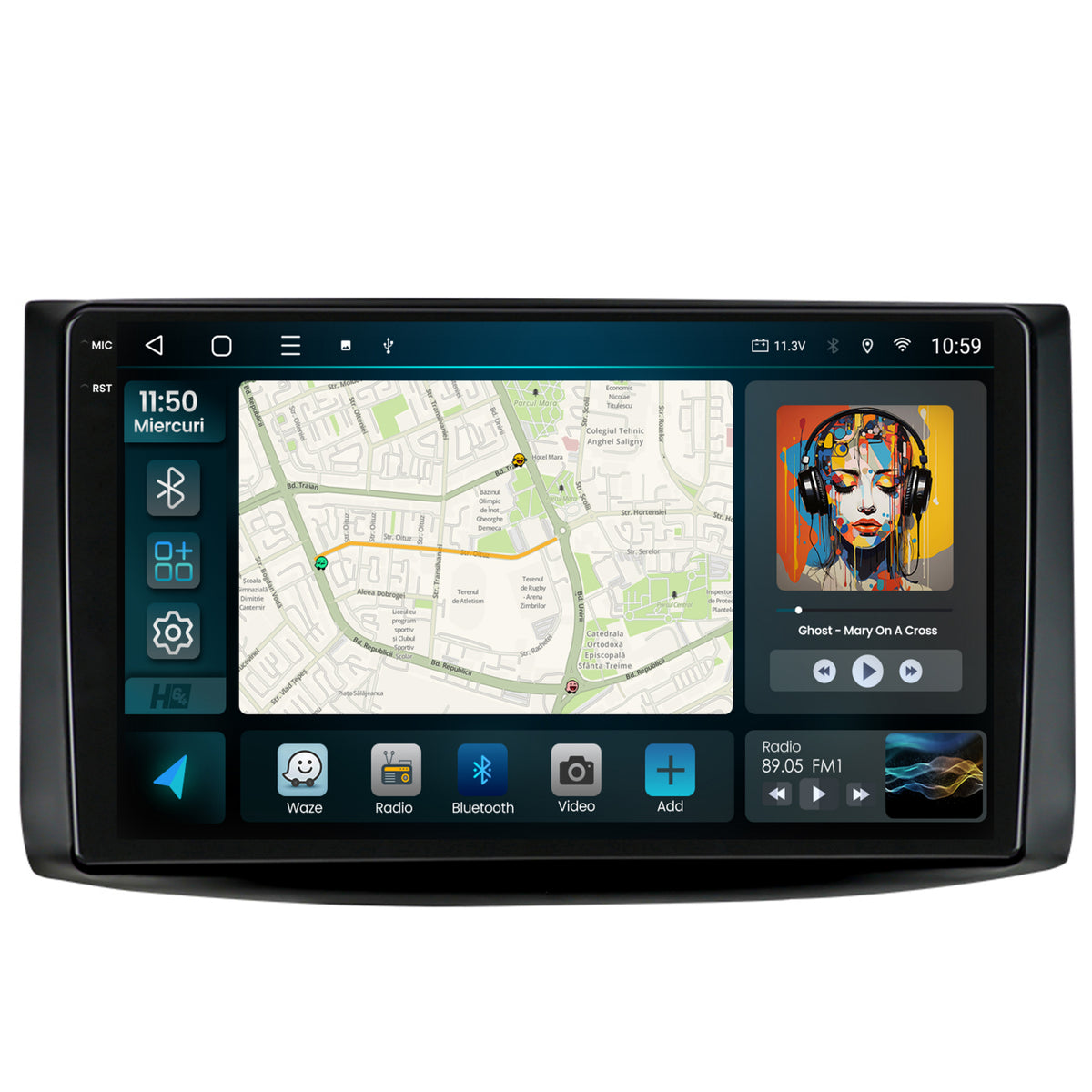 Navigatie 2K HUB64 Chevrolet Aveo (2006-2012), 8GB RAM, Android, Octacore, Slot Sim 4G, DSP, GPS, Wi-FI, Carplay, Android Auto, USB, Bluetooth, Waze, Touchscreen, 9.5 Inch