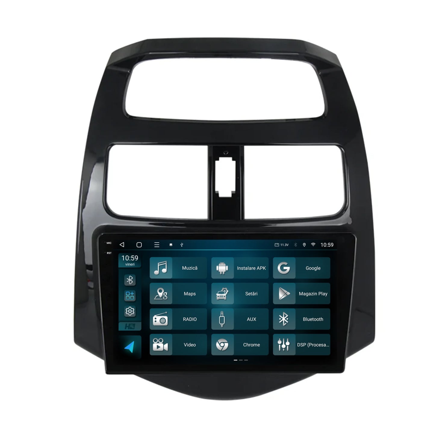 Navigatie 2K HUB64 Daewoo Matiz / Chevrolet Spark (2010-2014), 4GB RAM, Android, Octacore, Slot Sim 4G, DSP, GPS, Wi-FI, Carplay, Android Auto, USB, Bluetooth, Waze, Touchscreen, 9.5 Inch
