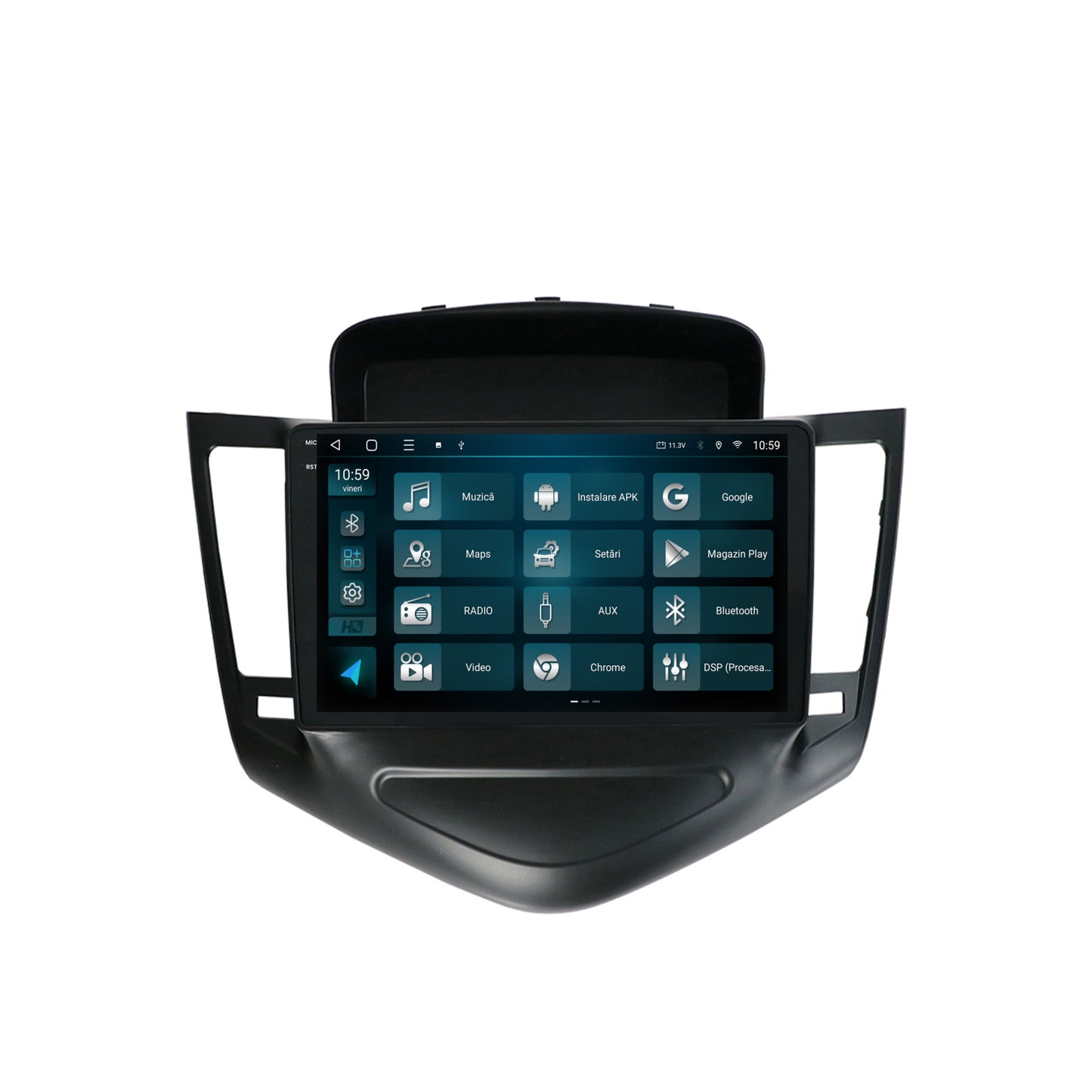 Navigatie 2K HUB64 Chevrolet Cruze (2008-2014), 4GB RAM, Android, Octacore, Slot Sim 4G, DSP, GPS, Wi-FI, Carplay, Android Auto, USB, Bluetooth, Waze, Touchscreen, 9.5 Inch