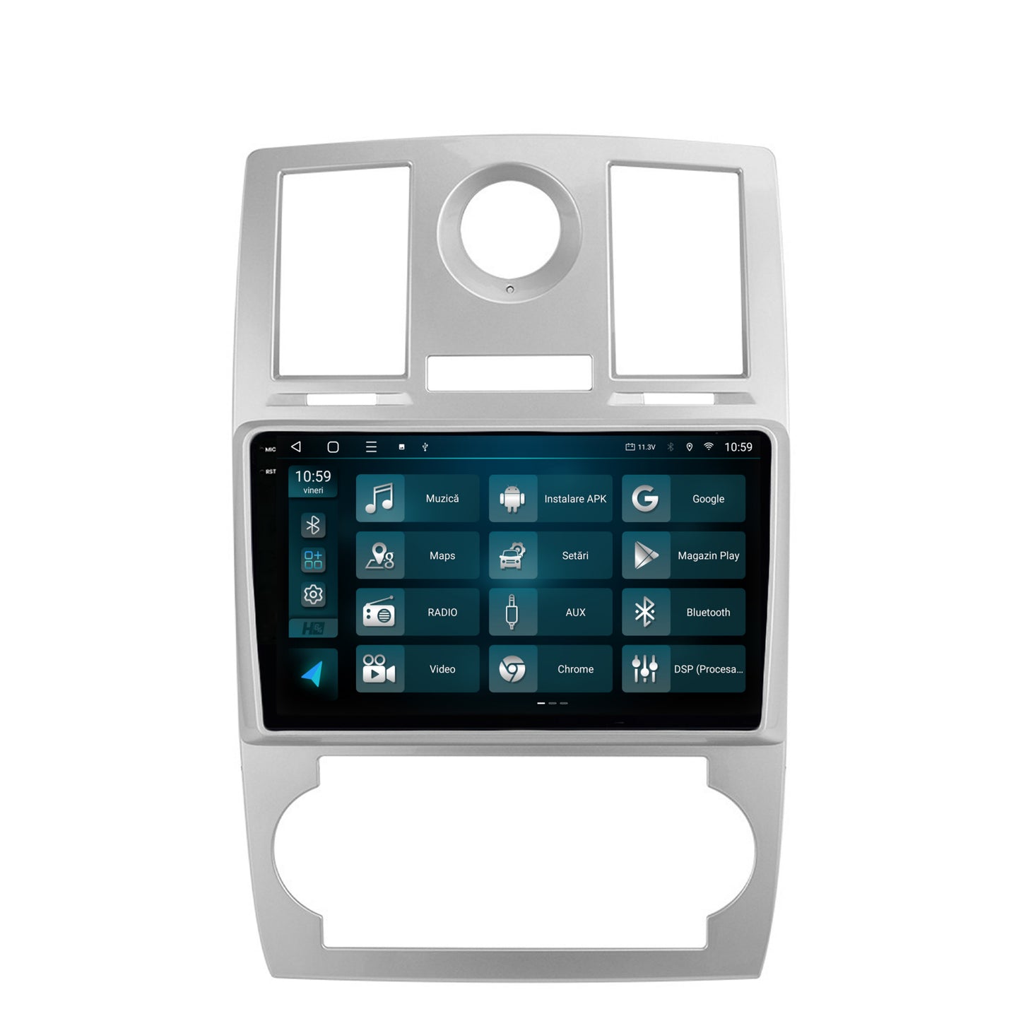 Navigatie 2K HUB64 Chrysler 300C (2004-2011), 4GB RAM, Android, Octacore, Slot Sim 4G, DSP, GPS, Wi-FI, Carplay, Android Auto, USB, Bluetooth, Waze, Touchscreen, 9.5 Inch
