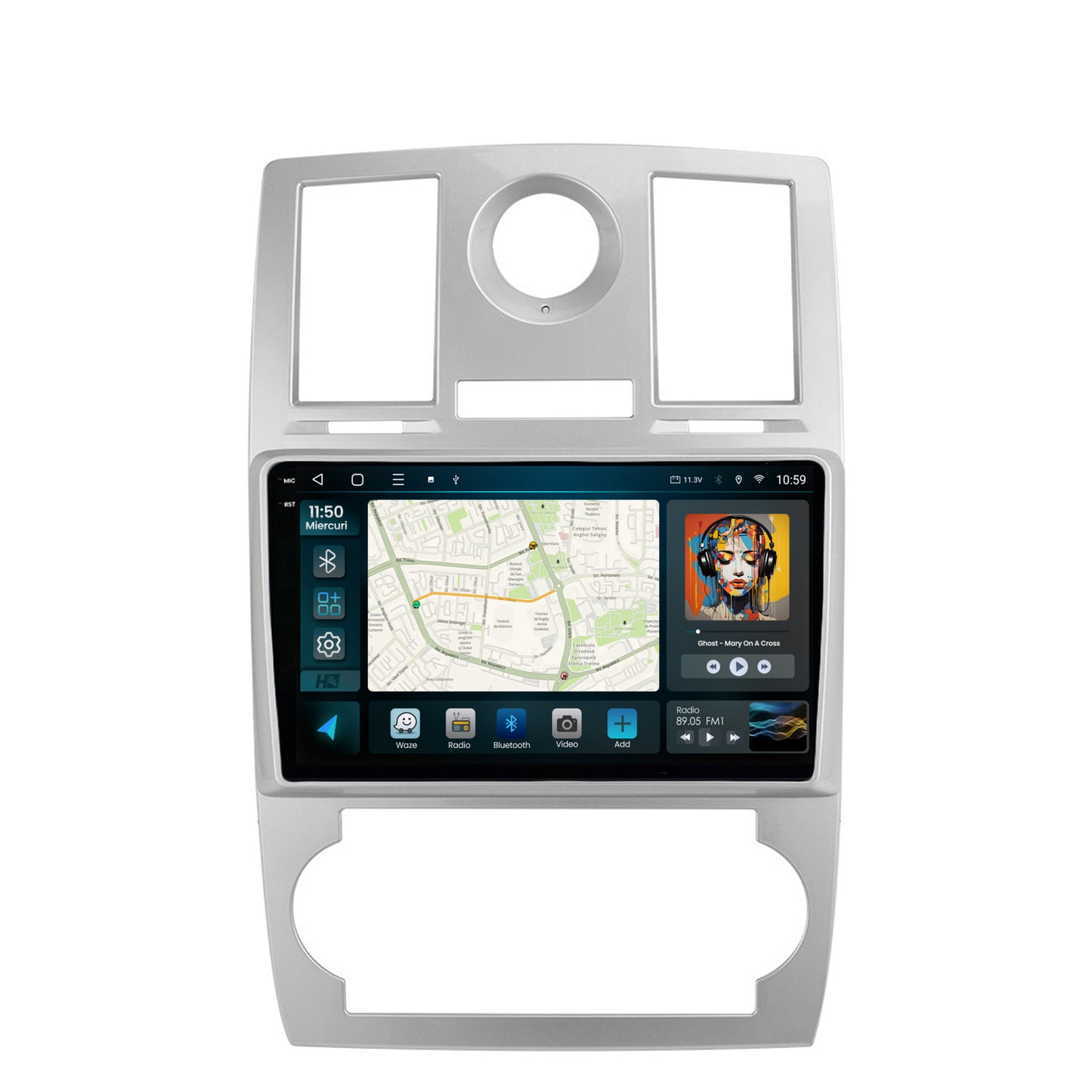 Navigatie 2K HUB64 Chrysler 300C (2004-2011), 4GB RAM, Android, Octacore, Slot Sim 4G, DSP, GPS, Wi-FI, Carplay, Android Auto, USB, Bluetooth, Waze, Touchscreen, 9.5 Inch