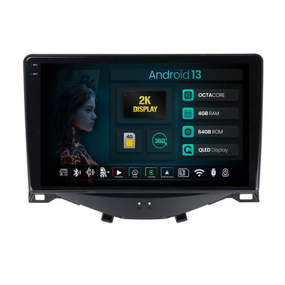 Navigatie 2K HUB64 Citroen C1 / Peugeot 108 / Toyota AYGO (2014-2022), 4GB RAM, Android, Octacore, Slot Sim 4G, DSP, GPS, Wi-FI, Carplay, Android Auto, USB, Bluetooth, Waze, Touchscreen, 9.5 Inch