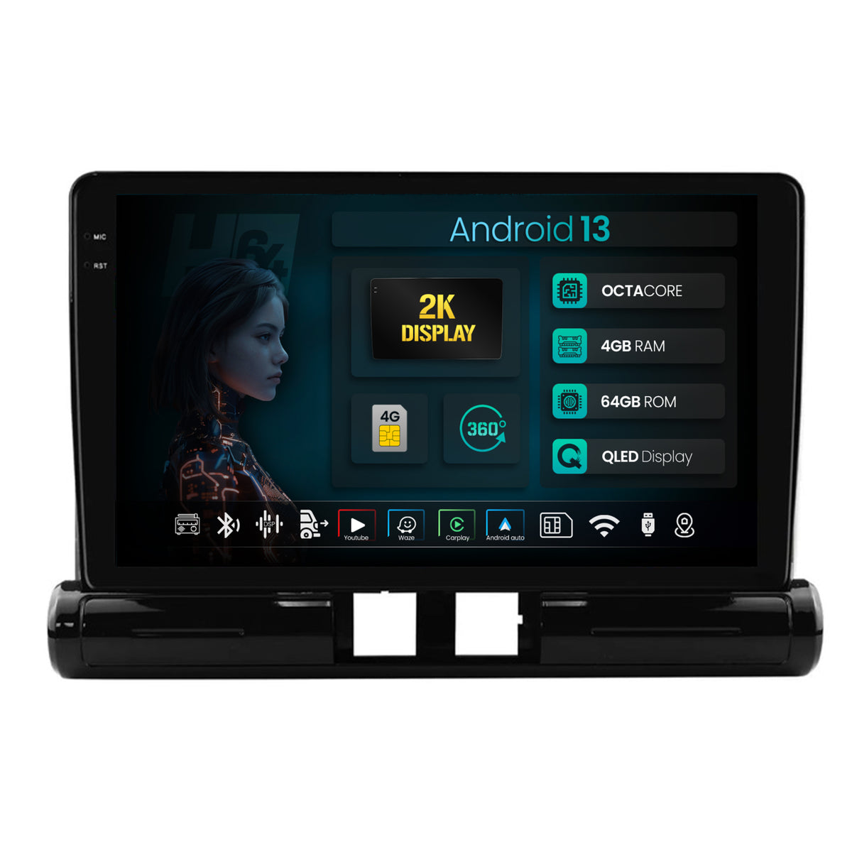 Navigatie 2K HUB64 Citroen C3 (2024+) Low-V, 4GB RAM, Android, Octacore, Slot Sim 4G, DSP, GPS, Wi-FI, Carplay, Android Auto, USB, Bluetooth, Waze, Touchscreen, 9.5 Inch