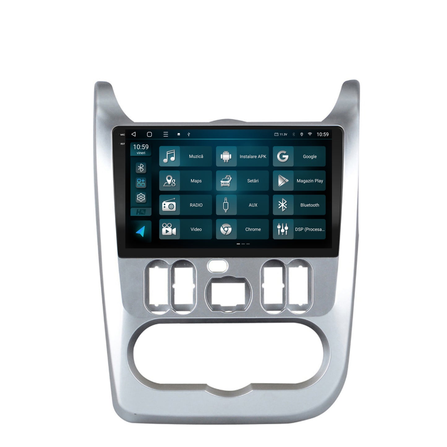 Navigatie 2K HUB64 Dacia Logan, Duster, Sandero (2009-2013), 8GB RAM, Android, Octacore, Slot Sim 4G, DSP, GPS, Wi-FI, Carplay, Android Auto, USB, Bluetooth, Waze, Touchscreen, 9.5 Inch