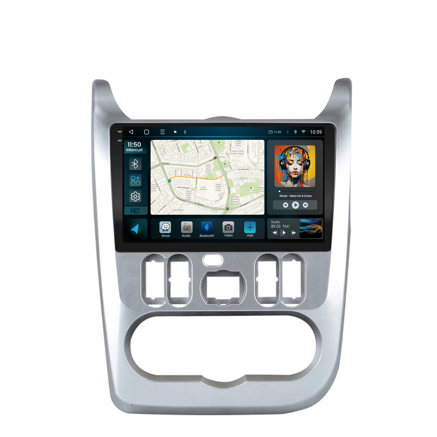 Navigatie 2K HUB64 Dacia Logan / Duster / Sandero (2009-2015), 4GB RAM, Android, Octacore, Slot Sim 4G, DSP, GPS, Wi-FI, Carplay, Android Auto, USB, Bluetooth, Waze, Touchscreen, 9.5 Inch