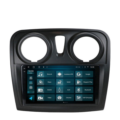 Navigatie 2K HUB64 Dacia Logan / Sandero, 4GB RAM, Android, Octacore, Slot Sim 4G, DSP, GPS, Wi-FI, Carplay, Android Auto, USB, Bluetooth, Waze, Touchscreen, 9.5 Inch