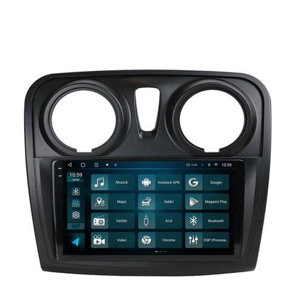 Navigatie 2K HUB64 Dacia Logan / Sandero, 8GB RAM, Android, Octacore, Slot Sim 4G, DSP, GPS, Wi-FI, Carplay, Android Auto, USB, Bluetooth, Waze, Touchscreen, 9.5 Inch