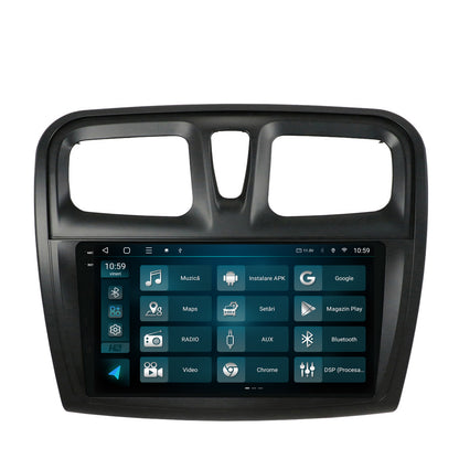 Navigatie 2K HUB64 Dacia Logan / Sandero, 8GB RAM, Android, Octacore, Slot Sim 4G, DSP, GPS, Wi-FI, Carplay, Android Auto, USB, Bluetooth, Waze, Touchscreen, 9.5 Inch
