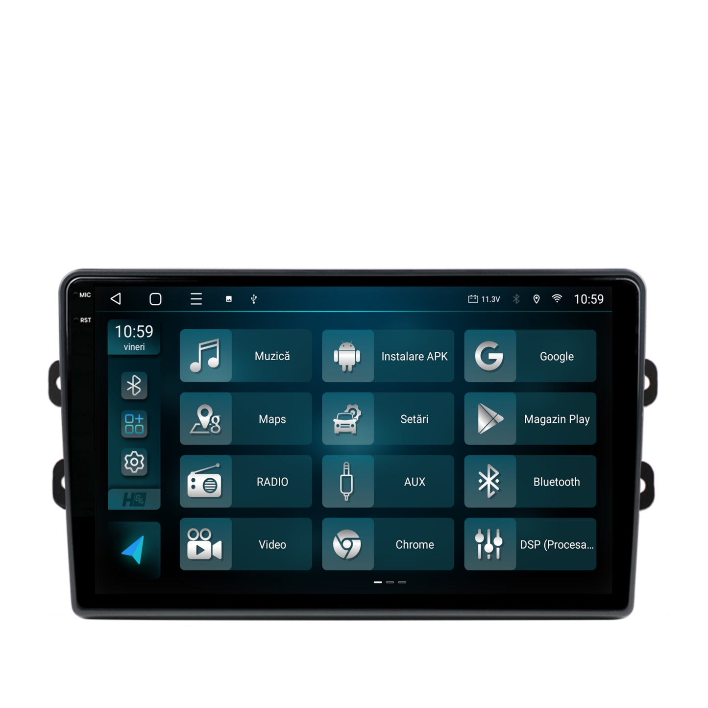 Navigatie 2K HUB64 Dacia/Renault, 4GB RAM, Android, Octacore, Slot Sim 4G, DSP, GPS, Wi-FI, Carplay, Android Auto, USB, Bluetooth, Waze, Touchscreen, 9.5 Inch