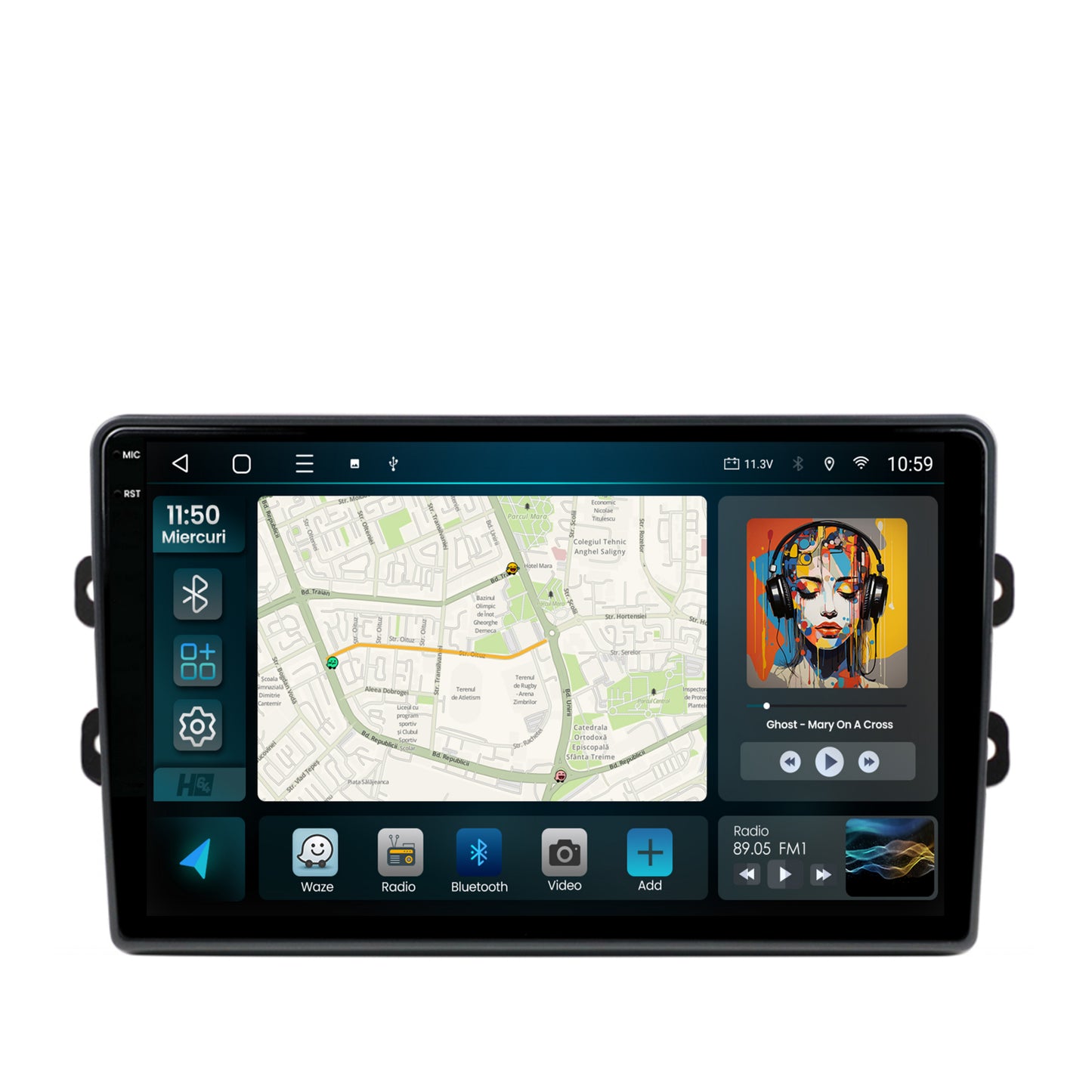Navigatie 2K HUB64 Dacia/Renault, 4GB RAM, Android, Octacore, Slot Sim 4G, DSP, GPS, Wi-FI, Carplay, Android Auto, USB, Bluetooth, Waze, Touchscreen, 9.5 Inch