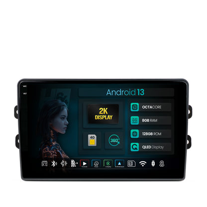 Navigatie 2K HUB64 Dacia/Renault, 8GB RAM, Android, Octacore, Slot Sim 4G, DSP, GPS, Wi-FI, Carplay, Android Auto, USB, Bluetooth, Waze, Touchscreen, 9.5 Inch
