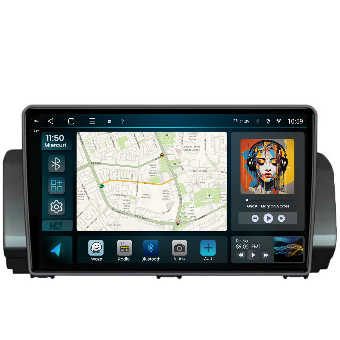 Navigatie 2K HUB64 Dacia Sandero / Logan (2021-Prezent), 8GB RAM, Android, Octacore, Slot Sim 4G, DSP, GPS, Wi-FI, Carplay, Android Auto, USB, Bluetooth, Waze, Touchscreen, 10.36 Inch