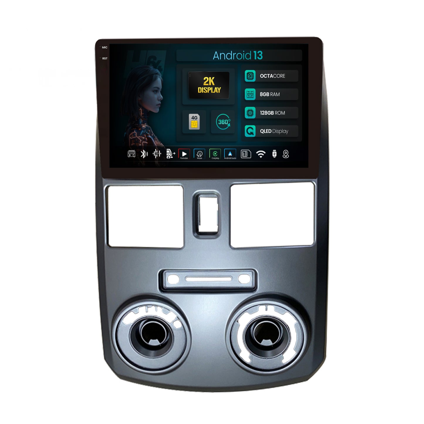 Navigatie 2K HUB64 Daihatsu Terios (2005+), 8GB RAM, Android, Octacore, Slot Sim 4G, DSP, GPS, Wi-FI, Carplay, Android Auto, USB, Bluetooth, Waze, Touchscreen, 9.5 Inch