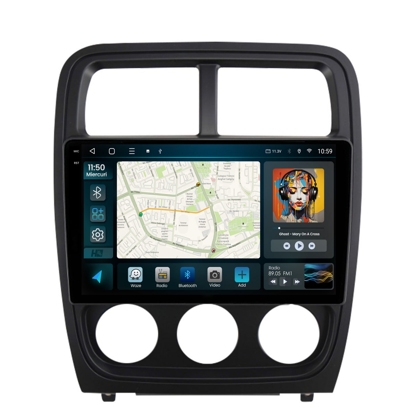 Navigatie 2K HUB64 Dodge Caliber (2010-2012), 8GB RAM, Android, Octacore, Slot Sim 4G, DSP, GPS, Wi-FI, Carplay, Android Auto, USB, Bluetooth, Waze, Touchscreen, 9.5 Inch