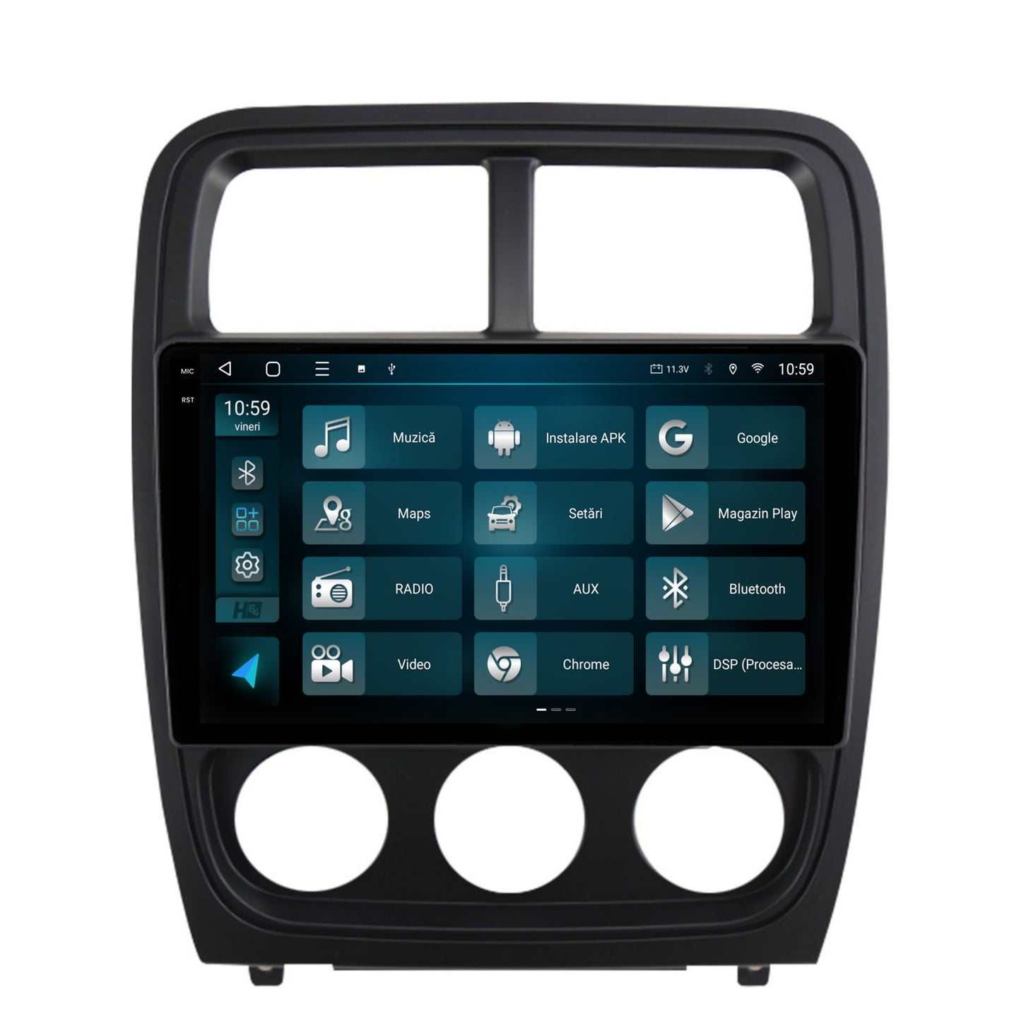 Navigatie 2K HUB64 Dodge Caliber (2010-2012), 8GB RAM, Android, Octacore, Slot Sim 4G, DSP, GPS, Wi-FI, Carplay, Android Auto, USB, Bluetooth, Waze, Touchscreen, 9.5 Inch