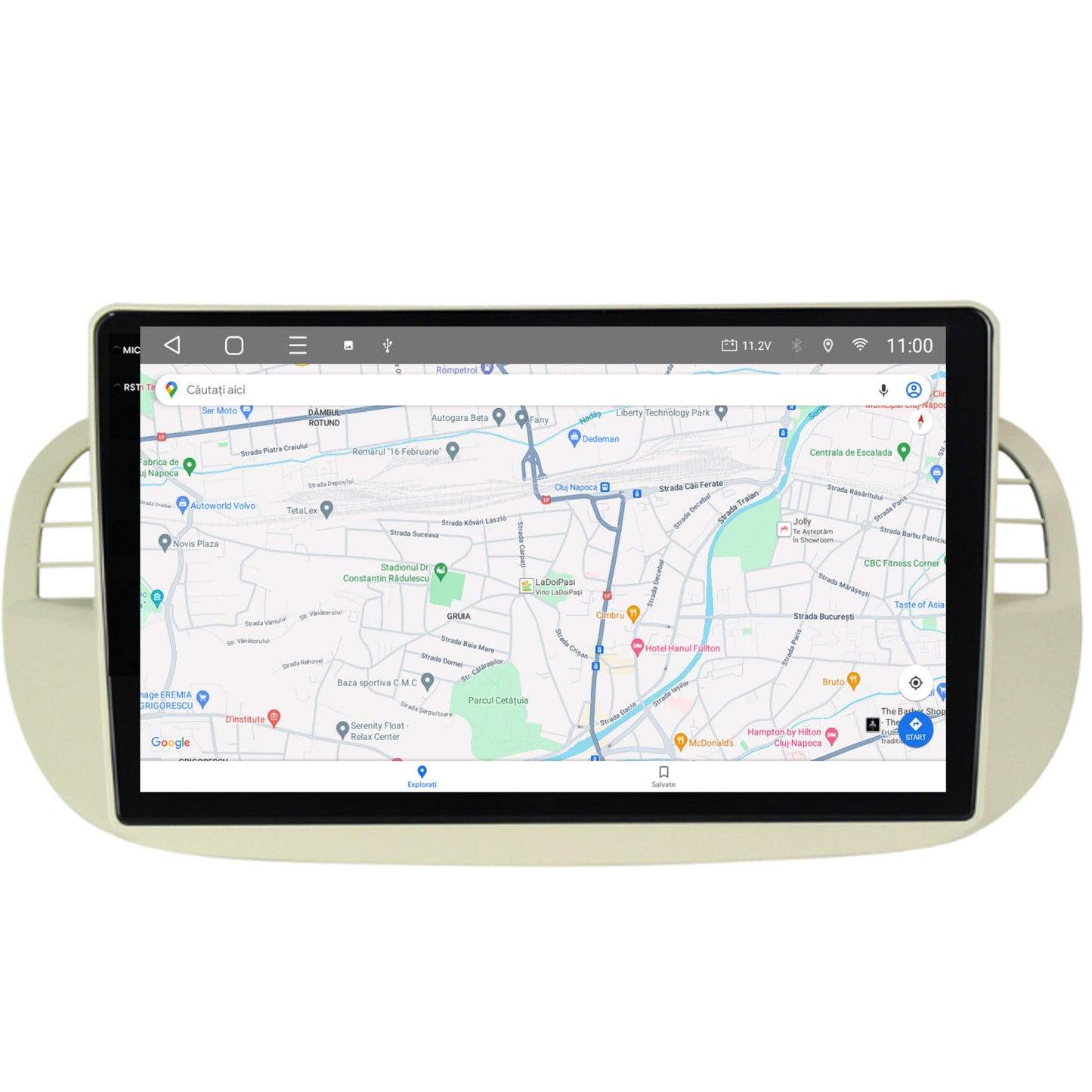 Navigatie 2K HUB64 Fiat 500 (2007-2014), 4GB RAM, Android, Octacore, Slot Sim 4G, DSP, GPS, Wi-FI, Carplay, Android Auto, USB, Bluetooth, Waze, Touchscreen, 9.5 Inch