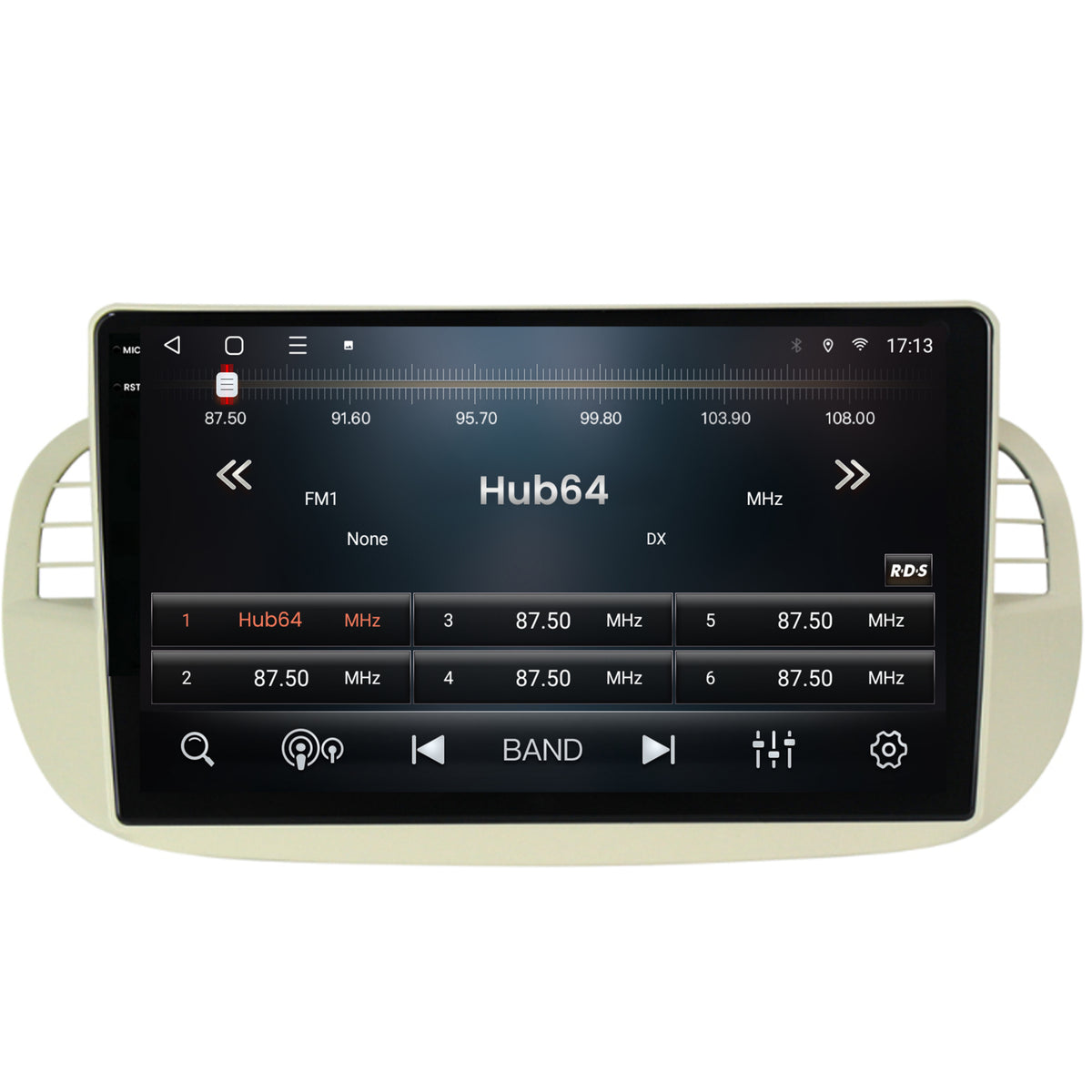 Navigatie 2K HUB64 Fiat 500 (2007-2014), 4GB RAM, Android, Octacore, Slot Sim 4G, DSP, GPS, Wi-FI, Carplay, Android Auto, USB, Bluetooth, Waze, Touchscreen, 9.5 Inch