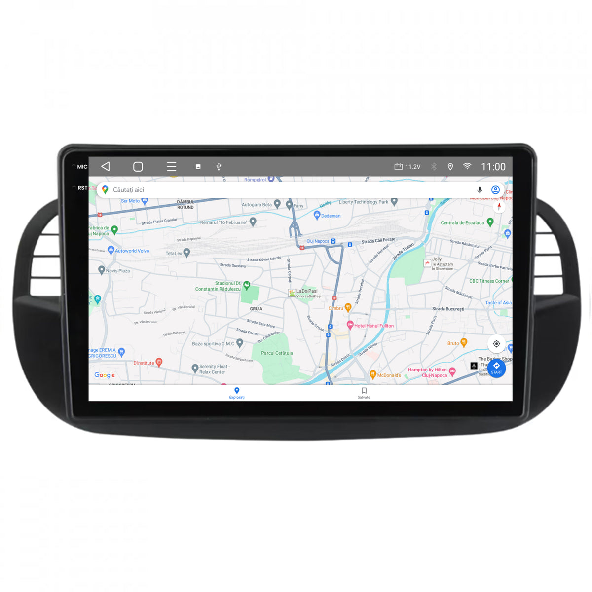 Navigatie 2K HUB64 Fiat 500 (2007-2014), 4GB RAM, Android, Octacore, Slot Sim 4G, DSP, GPS, Wi-FI, Carplay, Android Auto, USB, Bluetooth, Waze, Touchscreen, 9.5 Inch