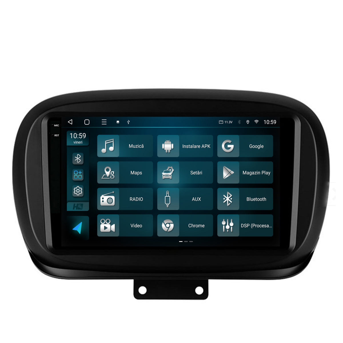 Navigatie 2K HUB64 Fiat 500X (2014-2020), 8GB RAM, Android, Octacore, Slot Sim 4G, DSP, GPS, Wi-FI, Carplay, Android Auto, USB, Bluetooth, Waze, Touchscreen, 9.5 Inch
