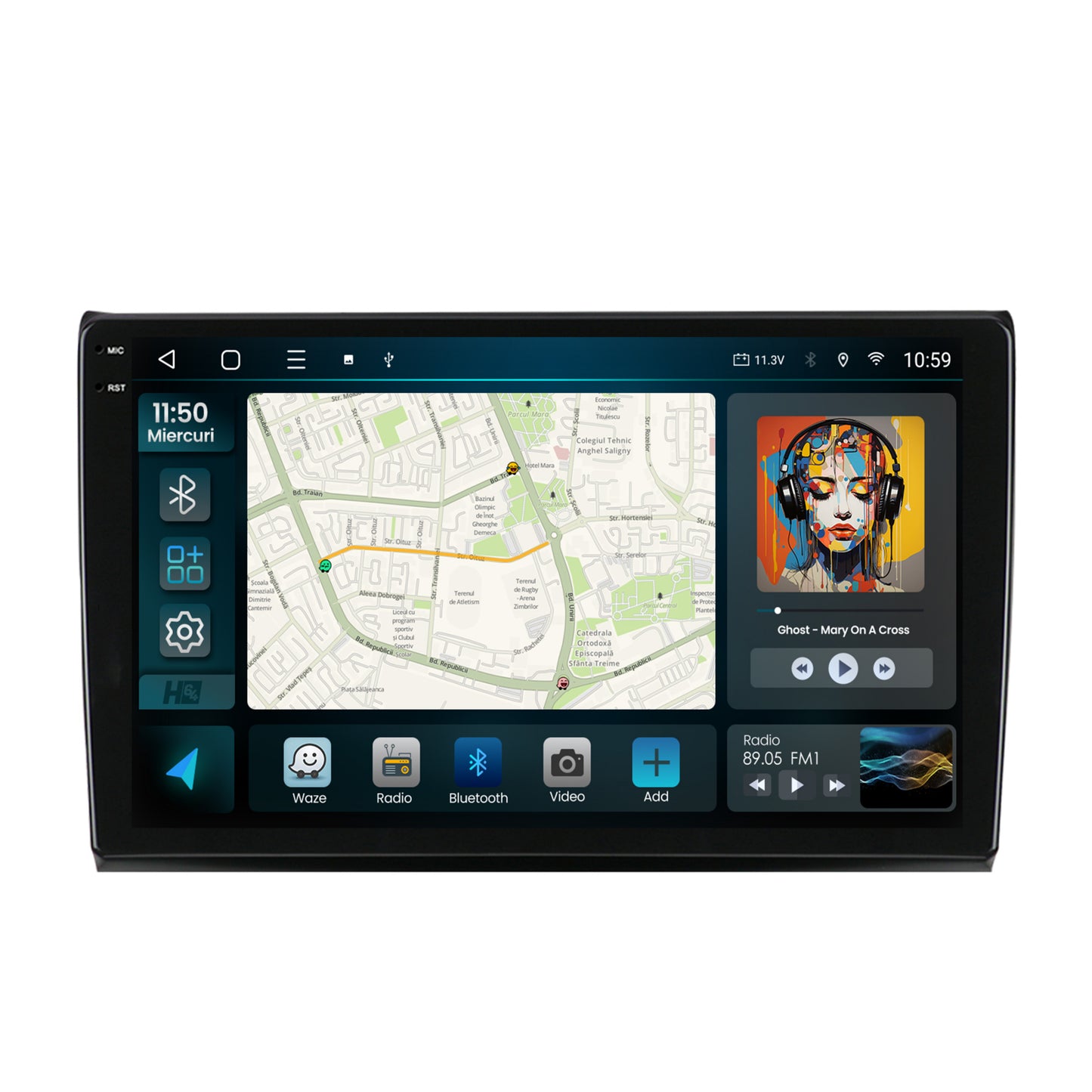 Navigatie 2K HUB64 Fiat Bravo (2006-2014), 8GB RAM, Android, Octacore, Slot Sim 4G, DSP, GPS, Wi-FI, Carplay, Android Auto, USB, Bluetooth, Waze, Touchscreen, 9.5 Inch