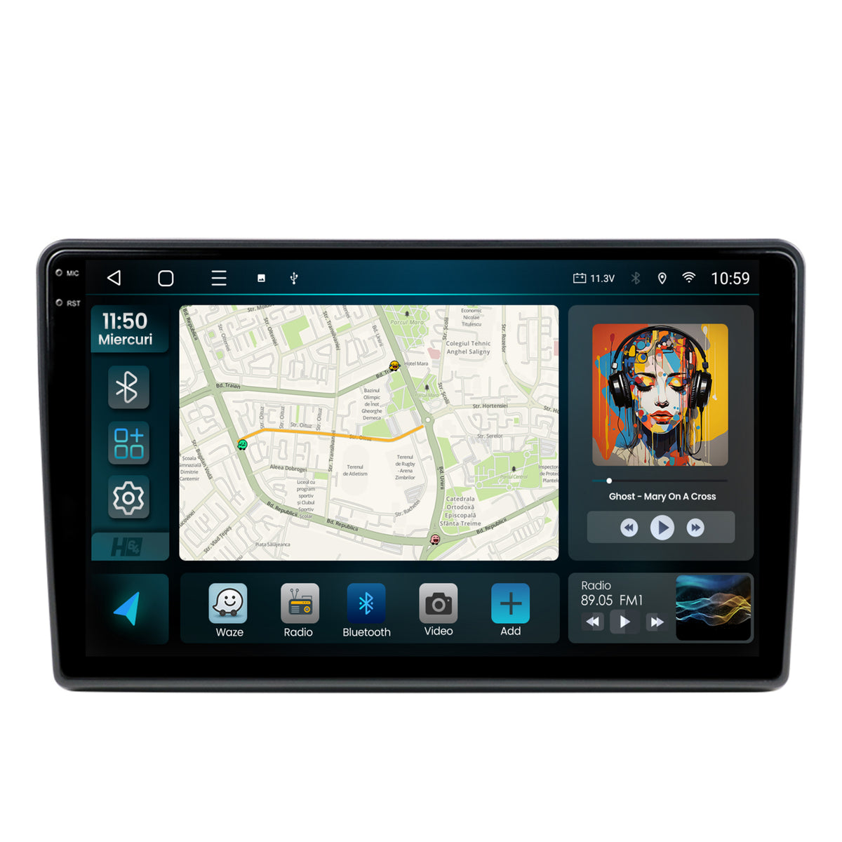 Navigatie 2K HUB64 Fiat Ducato, Citroen Jumper, Peugeot Boxer, 8GB RAM, Android, Octacore, Slot Sim 4G, DSP, GPS, Wi-FI, Carplay, Android Auto, USB, Bluetooth, Waze, Touchscreen, 9.5 Inch