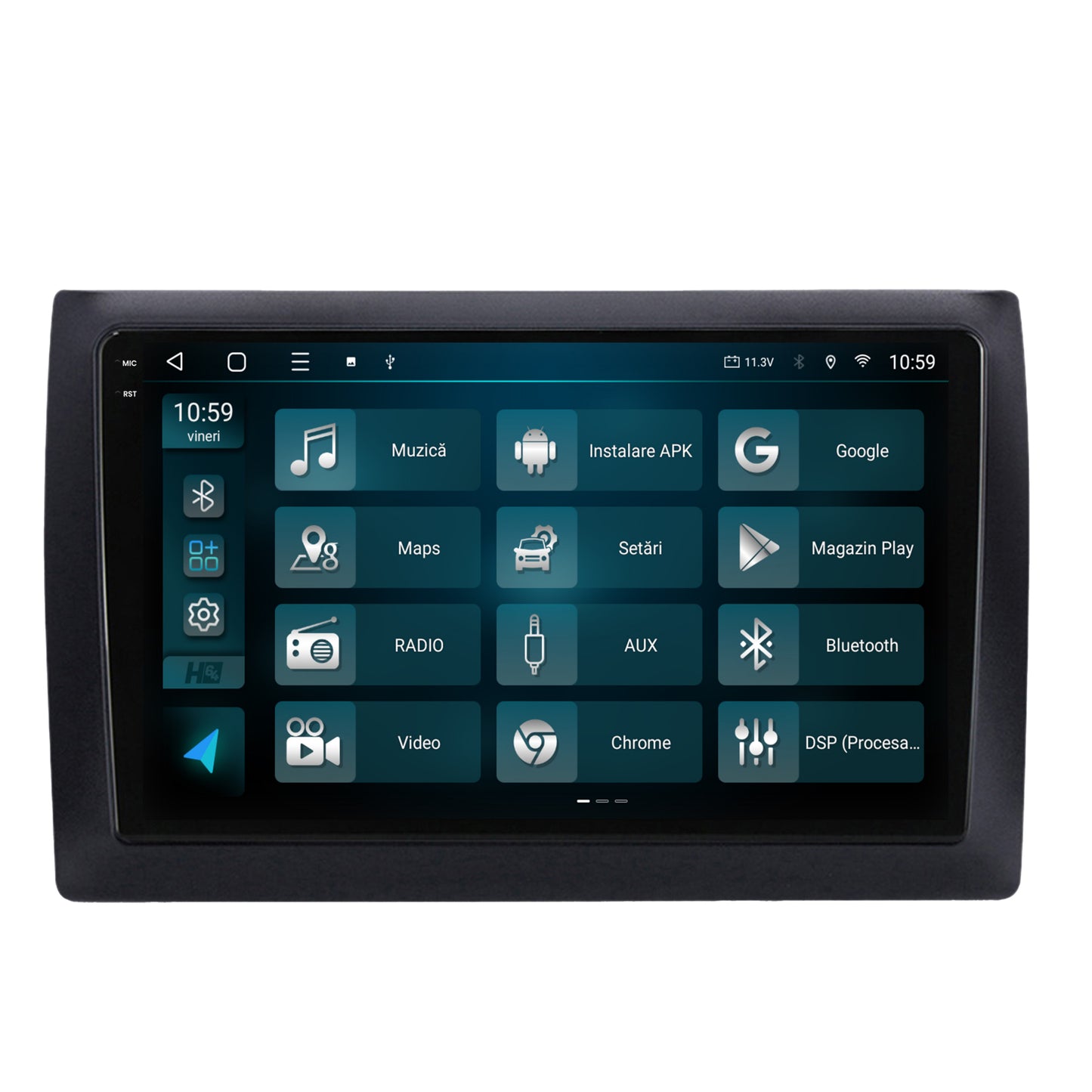 Navigatie 2K HUB64 Fiat Stilo 4GB RAM, Android, Octacore, Slot Sim 4G, DSP, GPS, Wi-FI, Carplay, Android Auto, USB, Bluetooth, Waze, Touchscreen, 9.5 Inch