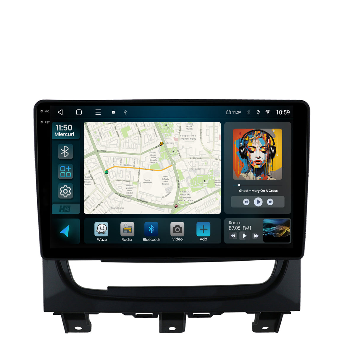 Navigatie 2K HUB64 Fiat Strada / Idea (2011-2016), 4GB RAM, Android, Octacore, Slot Sim 4G, DSP, GPS, Wi-FI, Carplay, Android Auto, USB, Bluetooth, Waze, Touchscreen, 9.5 Inch