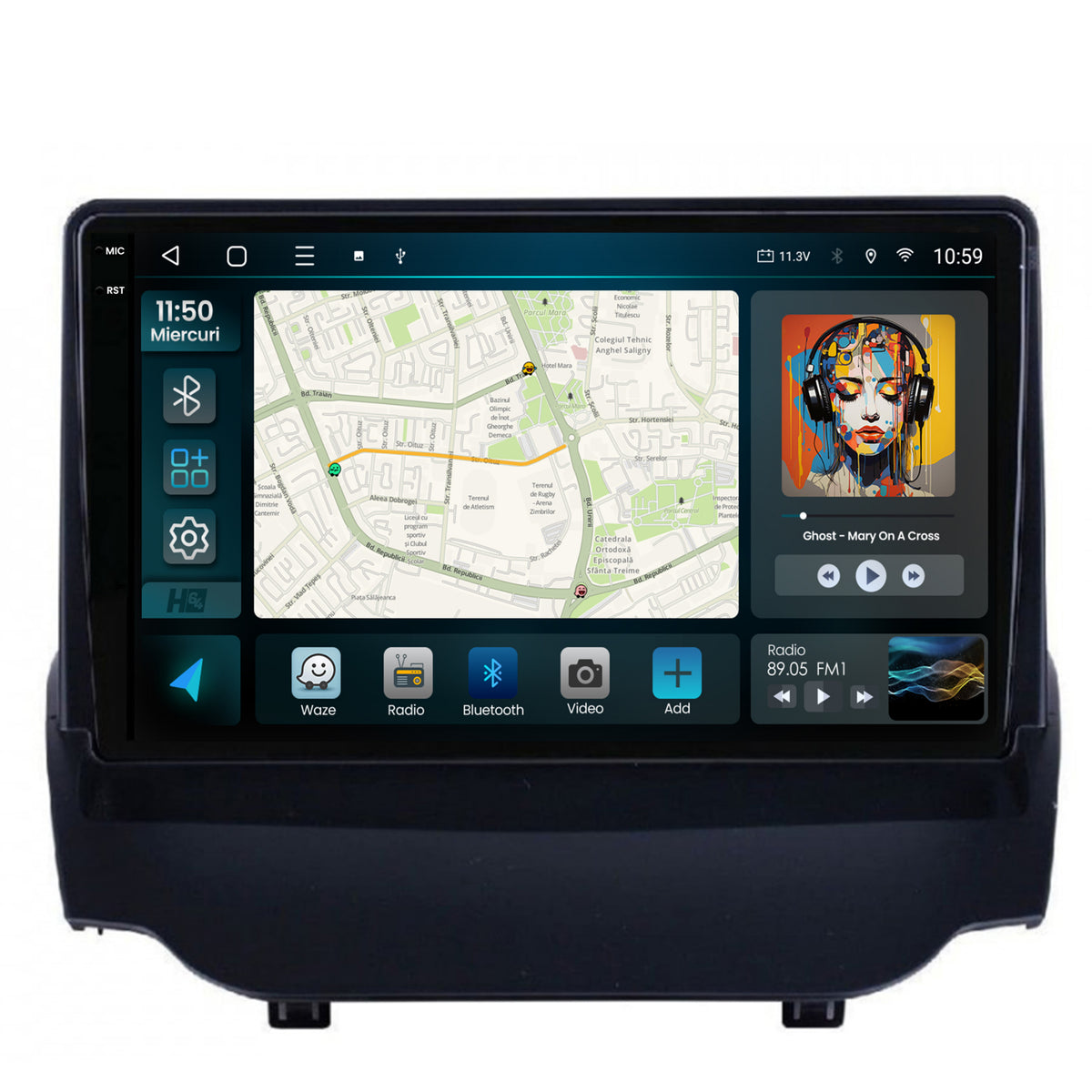 Navigatie 2K HUB64 Ford EcoSport (2013-2016) 4GB RAM, Android, Octacore, Slot Sim 4G, DSP, GPS, Wi-FI, Carplay, Android Auto, USB, Bluetooth, Waze, Touchscreen, 9.5 Inch