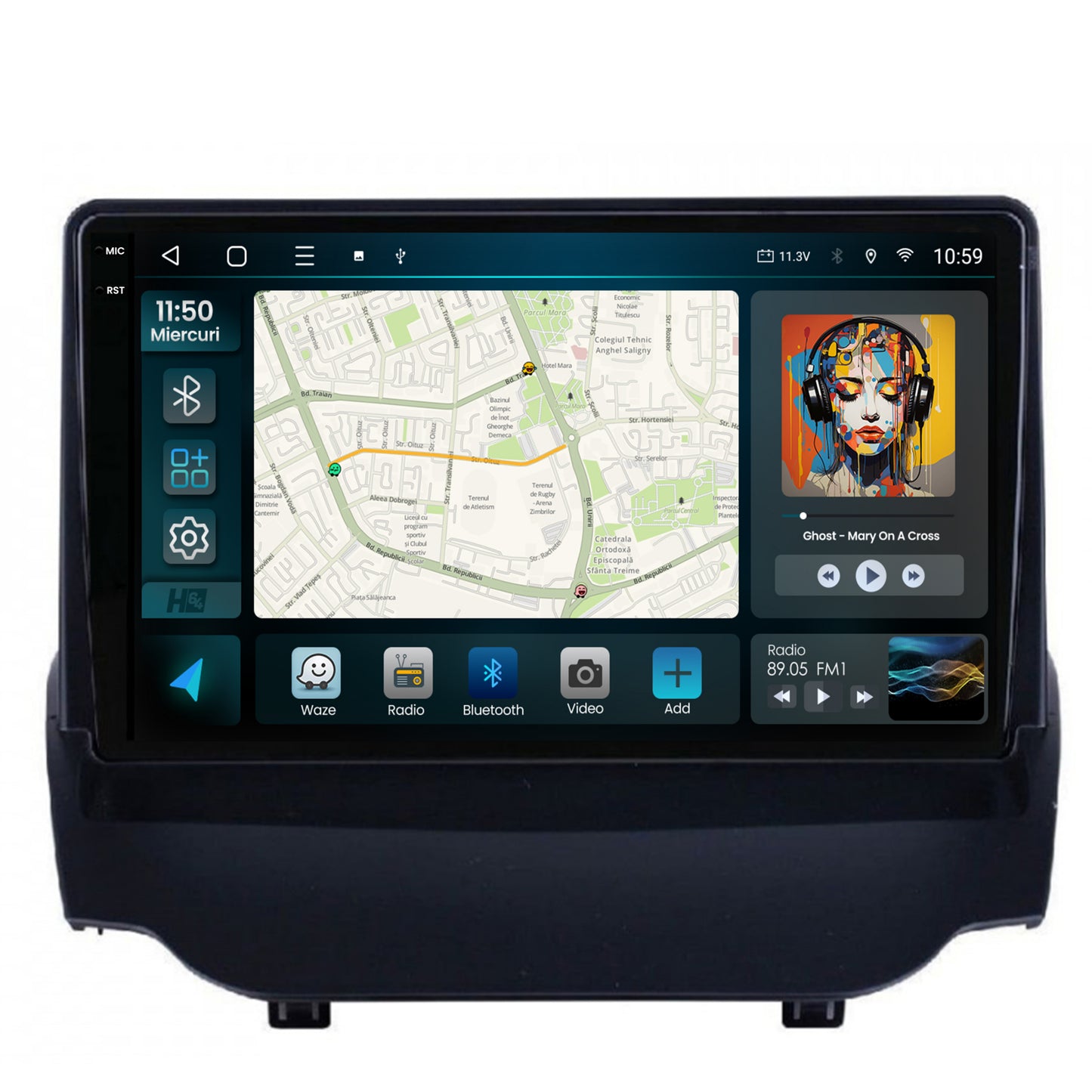 Navigatie 2K HUB64 Ford EcoSport (2013-2016) 4GB RAM, Android, Octacore, Slot Sim 4G, DSP, GPS, Wi-FI, Carplay, Android Auto, USB, Bluetooth, Waze, Touchscreen, 9.5 Inch