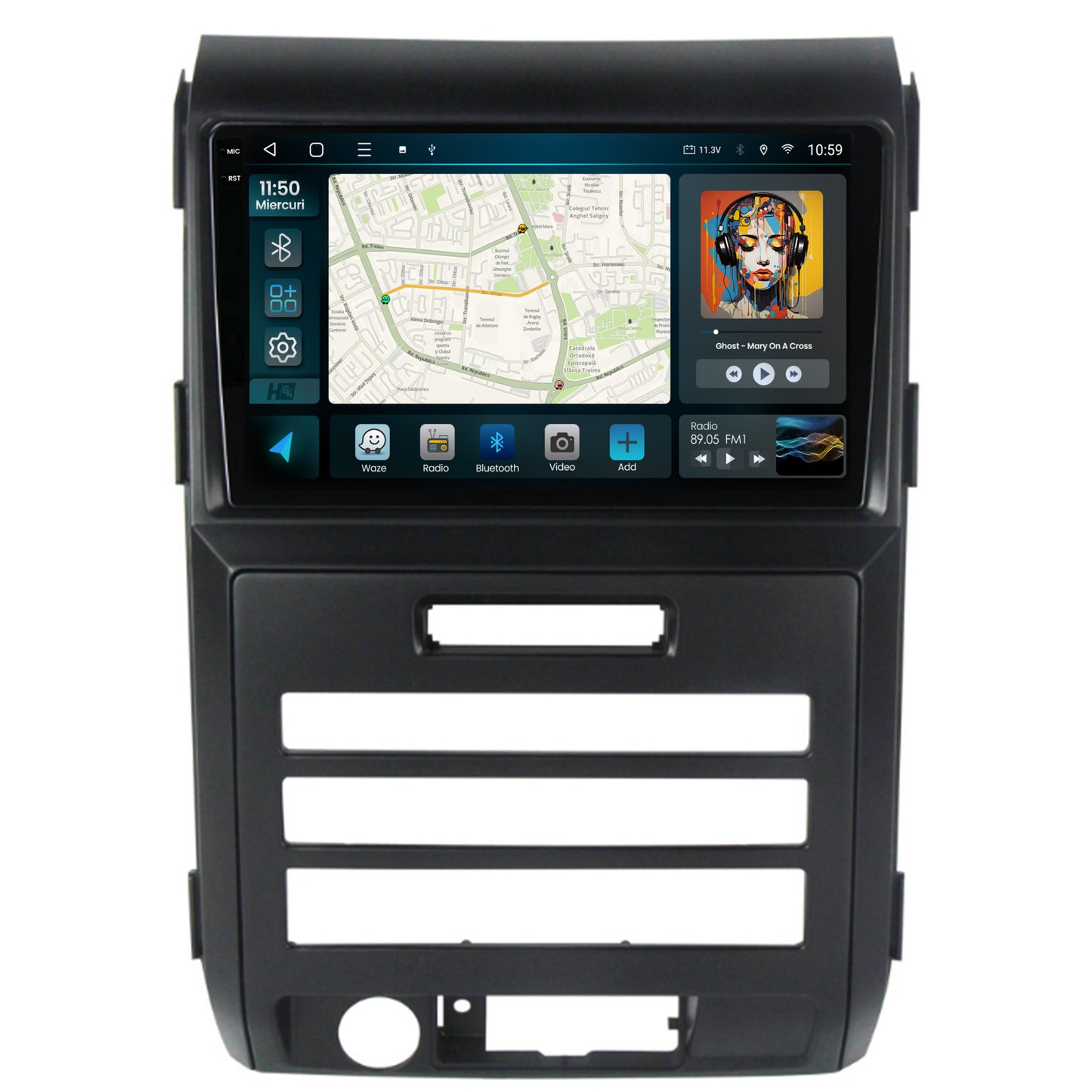 Navigatie 2K HUB64 Ford F150 (2008-2014), 8GB RAM, Android, Octacore, Slot Sim 4G, DSP, GPS, Wi-FI, Carplay, Android Auto, USB, Bluetooth, Waze, Touchscreen, 9.5 Inch