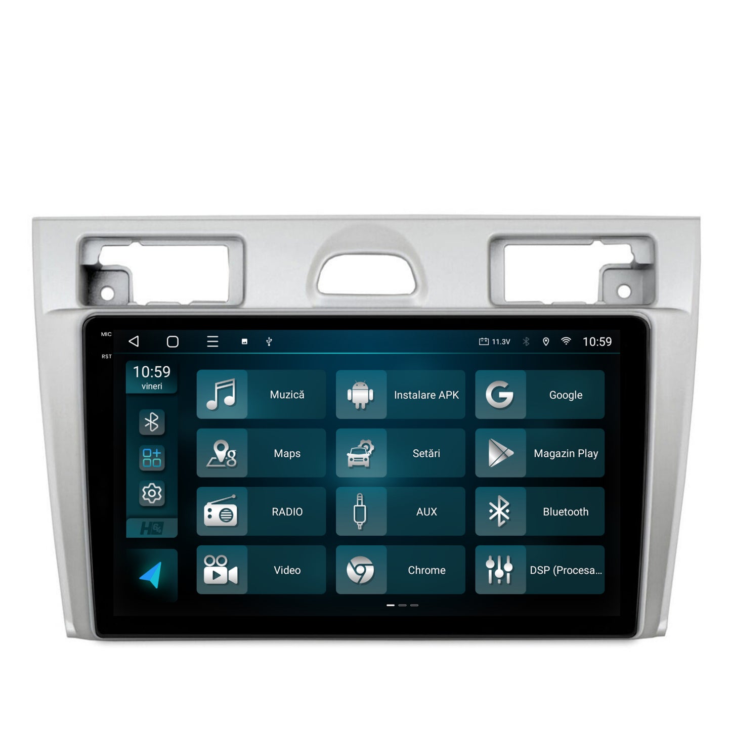 Navigatie 2K HUB64 Ford Fiesta (2002-2008), 8GB RAM, Android, Octacore, Slot Sim 4G, DSP, GPS, Wi-FI, Carplay, Android Auto, USB, Bluetooth, Waze, Touchscreen, 9.5 Inch