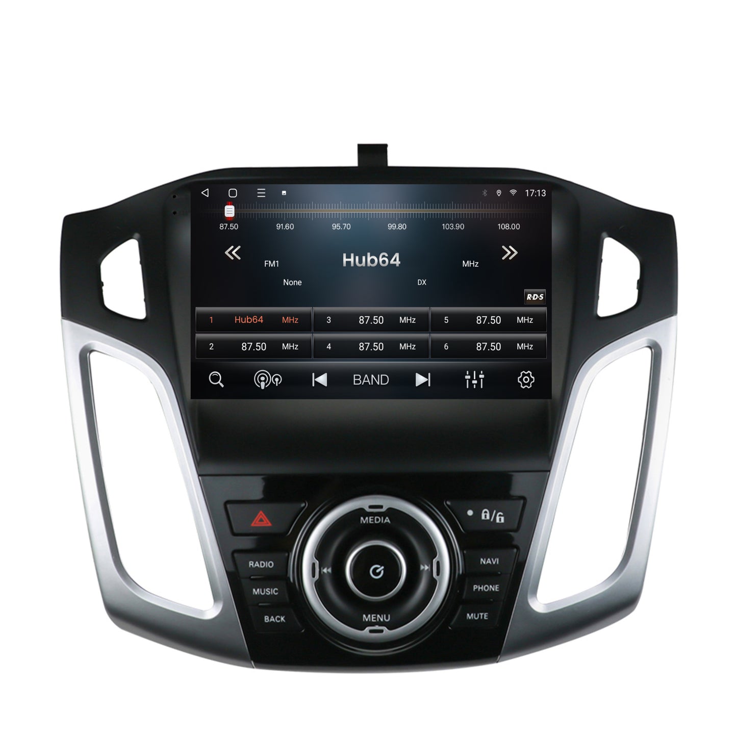 Navigatie 2K HUB64 Ford Focus 3 (2011-2019), 4GB RAM, Android, Octacore, Slot Sim 4G, DSP, GPS, Wi-FI, Carplay, Android Auto, USB, Bluetooth, Waze, Touchscreen, 9.5 Inch