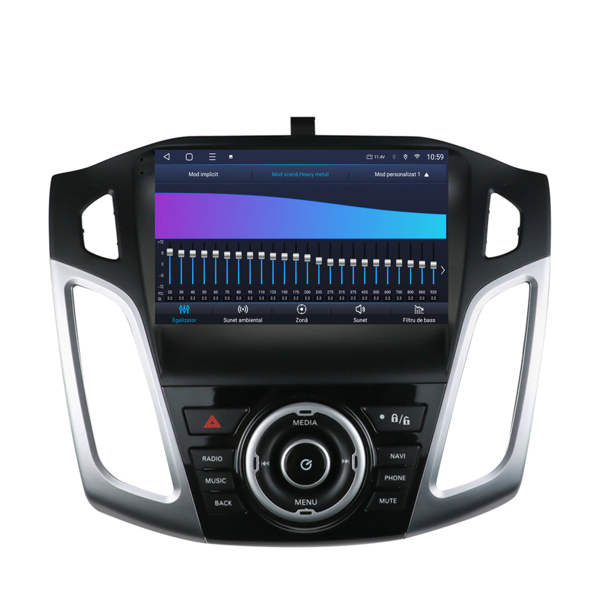 Navigatie 2K HUB64 Ford Focus 3 (2011-2019), 8GB RAM, Android, Octacore, Slot Sim 4G, DSP, GPS, Wi-FI, Carplay, Android Auto, USB, Bluetooth, Waze, Touchscreen, 9.5 Inch