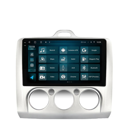 Navigatie 2K HUB64 Ford Focus MK2 (2004-2011), Clima Manuala, 4GB RAM, Android, Octacore, Slot Sim 4G, DSP, GPS, Wi-FI, Carplay, Android Auto, USB, Bluetooth, Waze, Touchscreen, 9.5 Inch