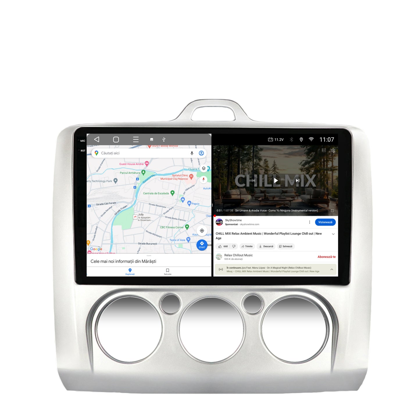 Navigatie 2K HUB64 Ford Focus MK2 (2004-2011), Clima manuala, 8GB RAM, Android, Octacore, Slot Sim 4G, DSP, GPS, Wi-FI, Carplay, Android Auto, USB, Bluetooth, Waze, Touchscreen, 9.5 Inch