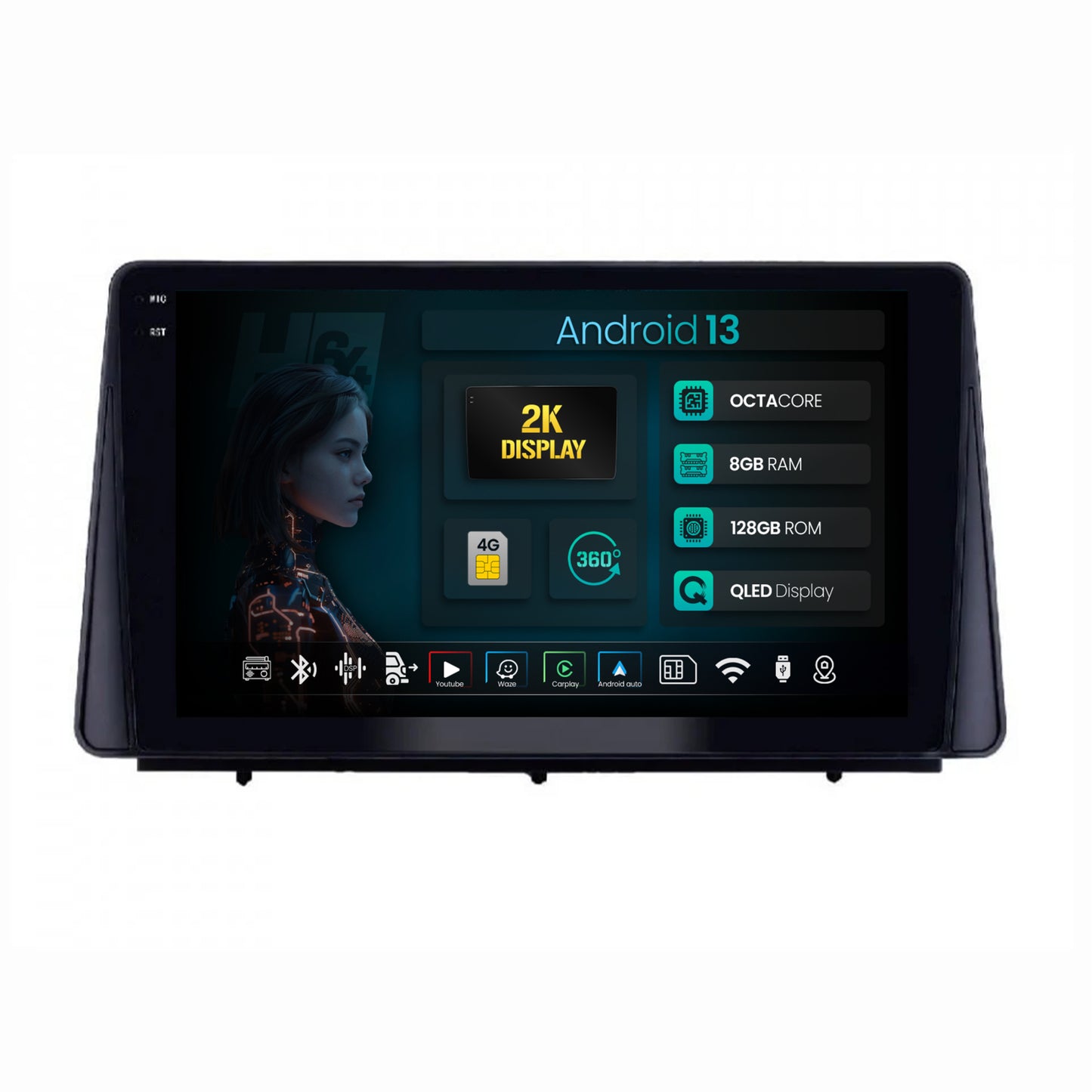 Navigatie 2K HUB64 Ford Focus MK4 (2019+), 8GB RAM, Android, Octacore, Slot Sim 4G, DSP, GPS, Wi-FI, Carplay, Android Auto, USB, Bluetooth, Waze, Touchscreen, 10.36 Inch